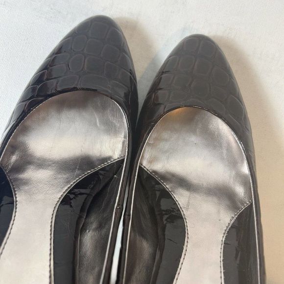 Eurosoft by Sofft Women's Size 8.5 M Pumps Glossy Croc Print Slip On Brown Heels - Picture 6 of 12